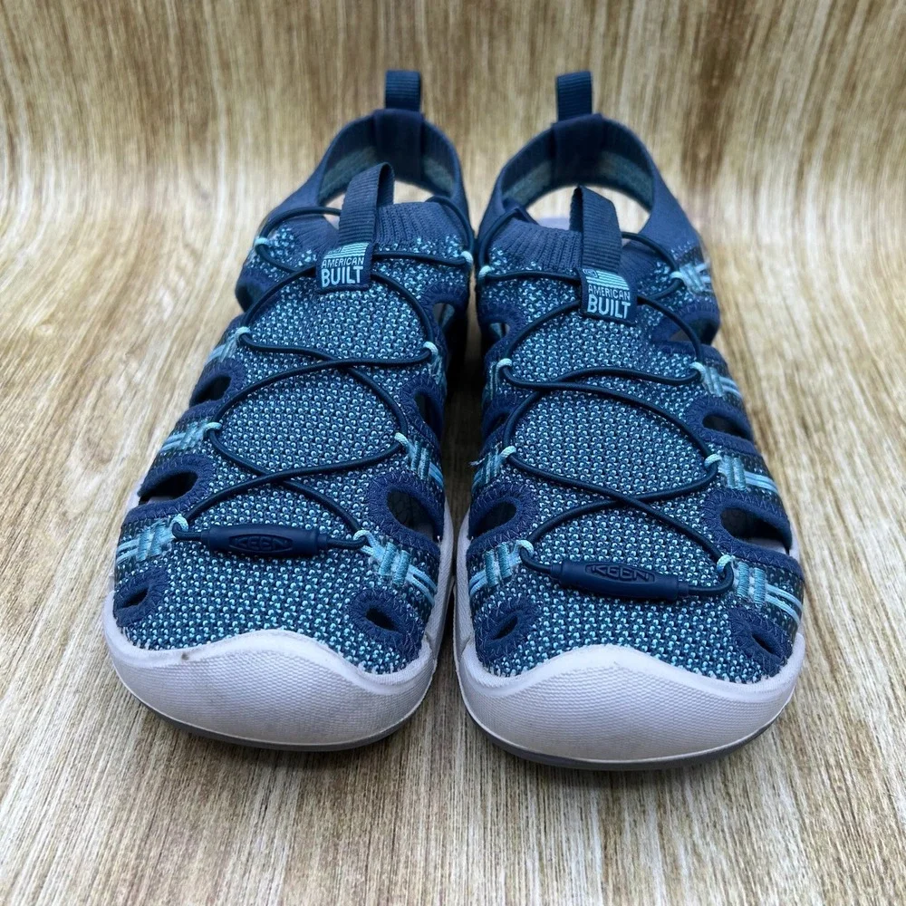 KEEN Evofit One Water Sandals Women's Size 7 Blue Knit Bungee Hiking Shoes